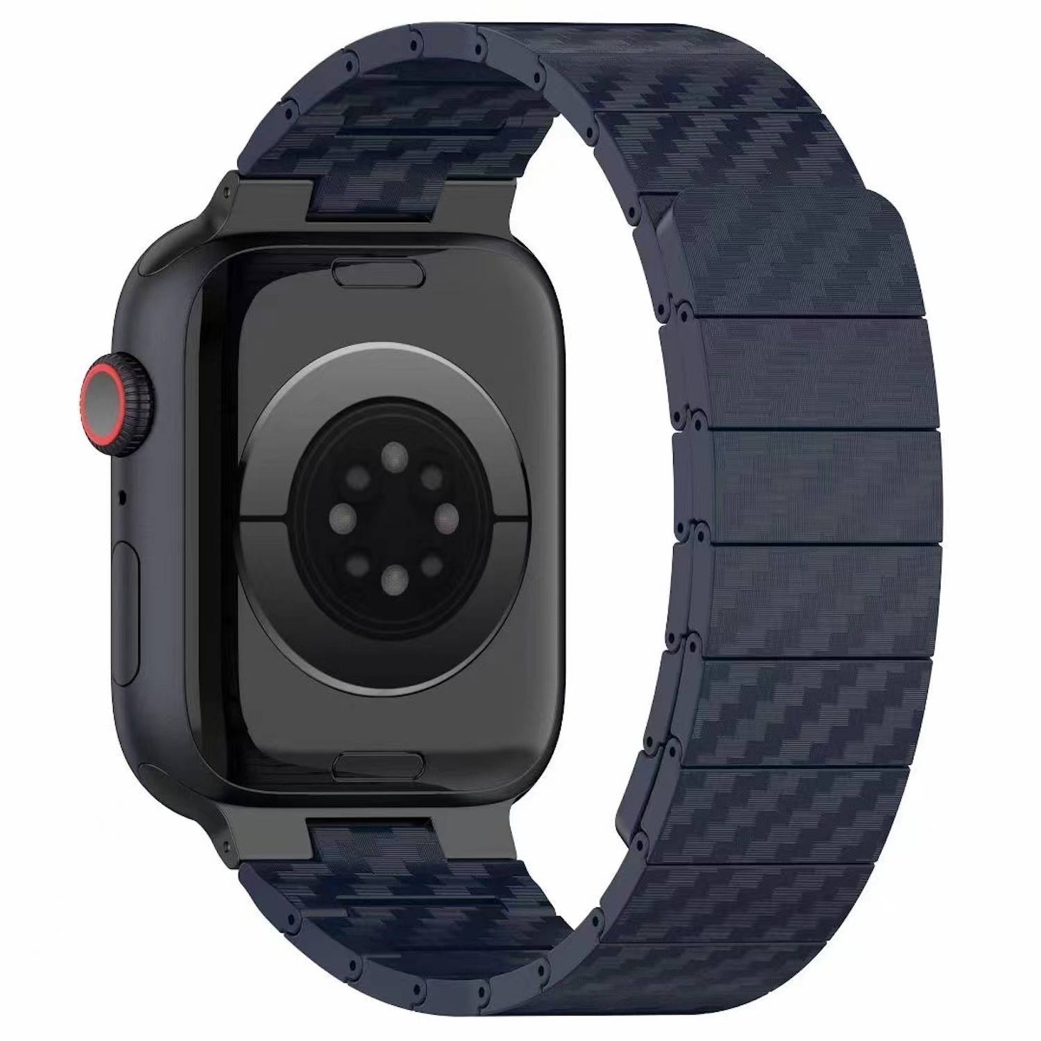 Für Apple Watch Series 10 46mm / 9 8 7 45 / 6 SE 5 4 44mm Carbonfaser Magnetisches Ersatz Smart Armband Blau