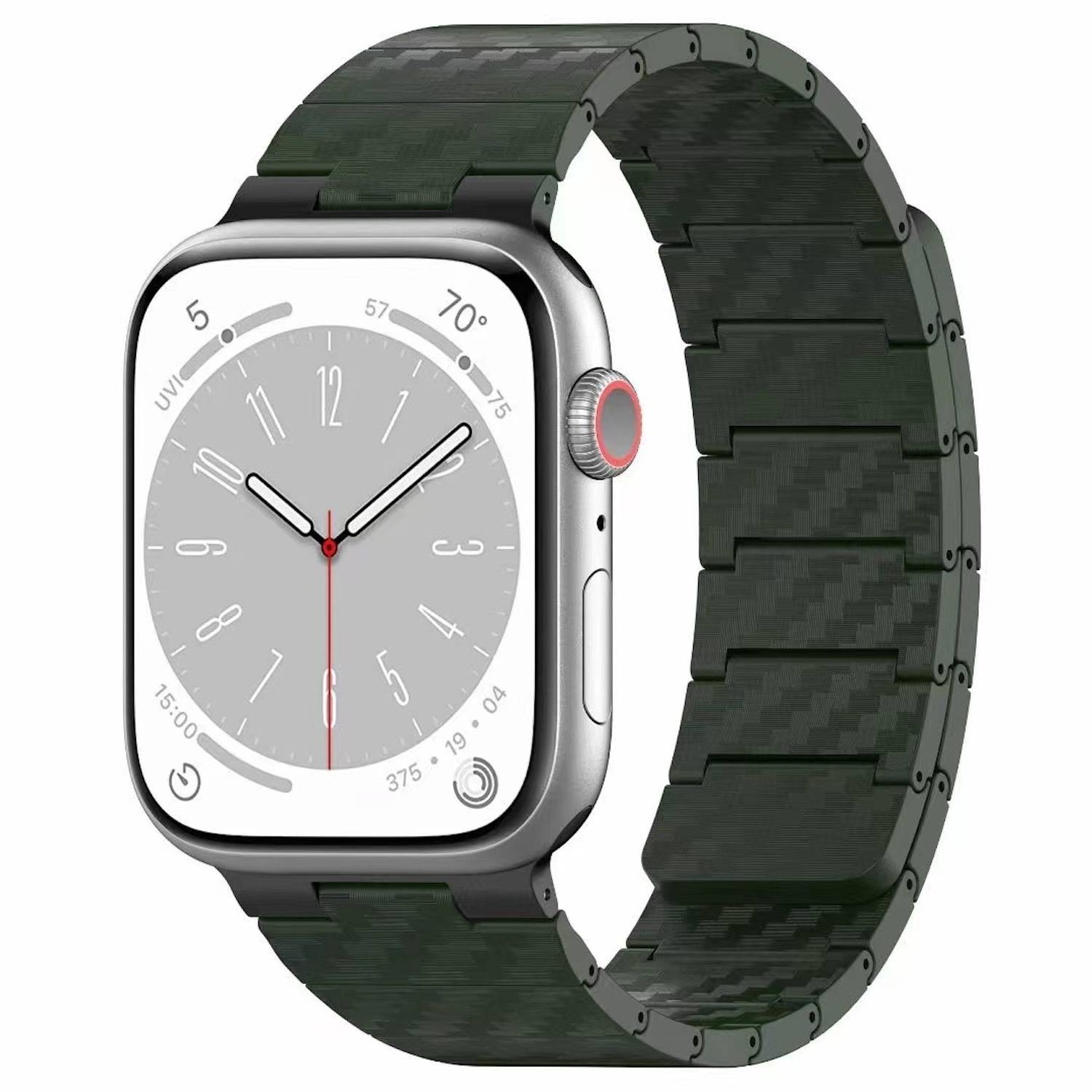 Für Apple Watch SE 2023 44mm Carbonfaser Magnetisches Ersatz Smart Armband Grün