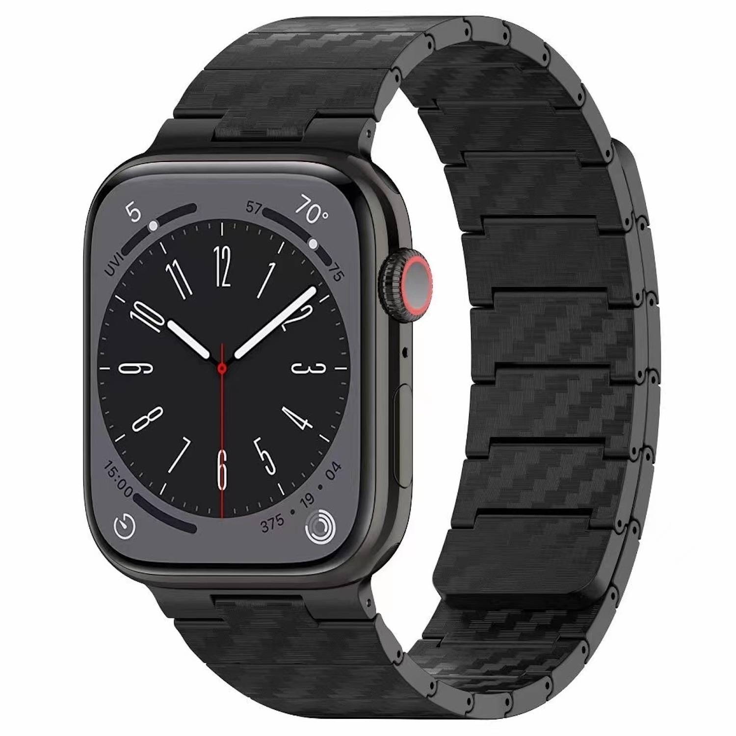 Für Apple Watch SE 2023 40mm Carbonfaser Magnetisches Ersatz Smart Armband Schwarz