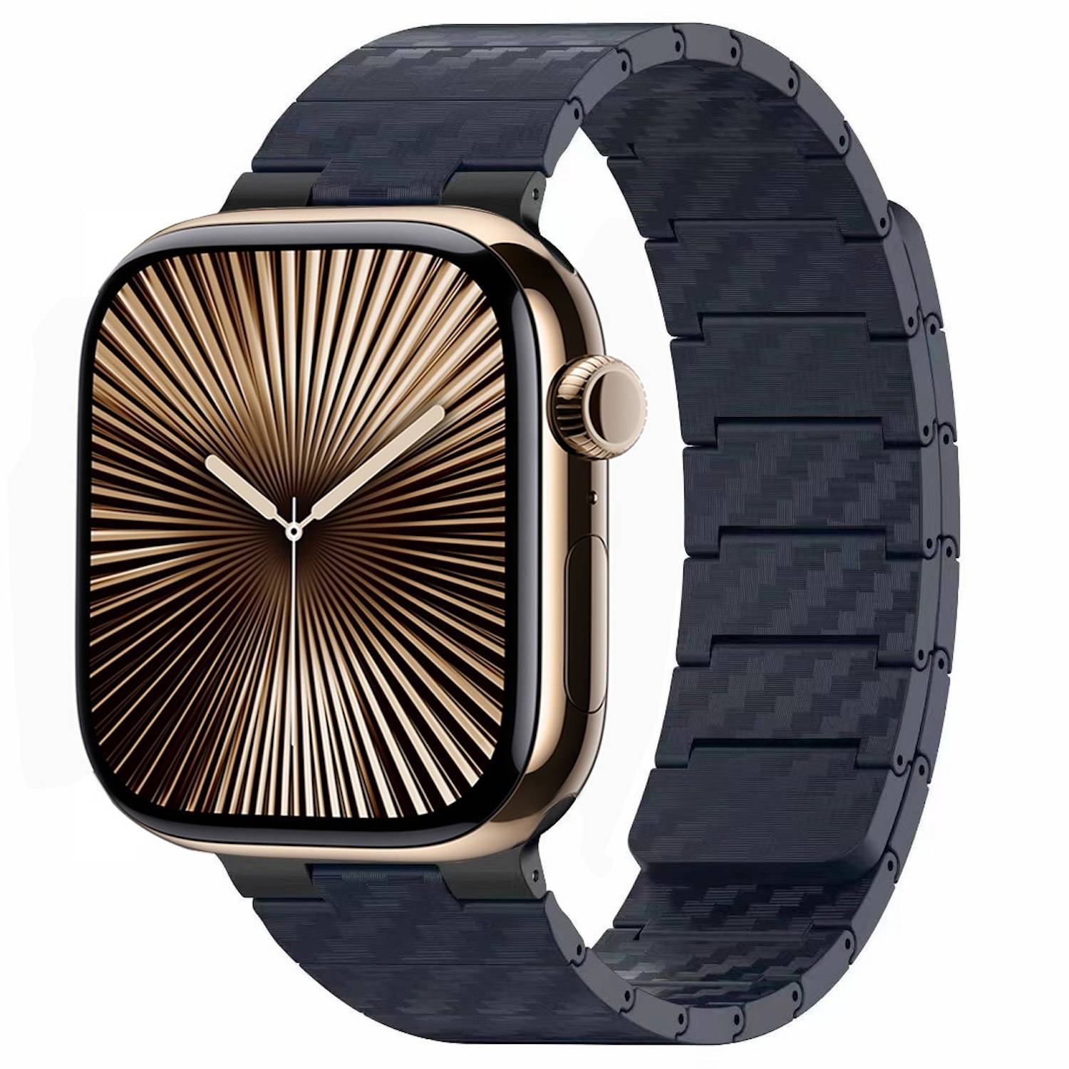 Für Apple Watch Series 10 46mm / 9 8 7 45 / 6 SE 5 4 44mm Carbonfaser Magnetisches Ersatz Smart Armband Blau