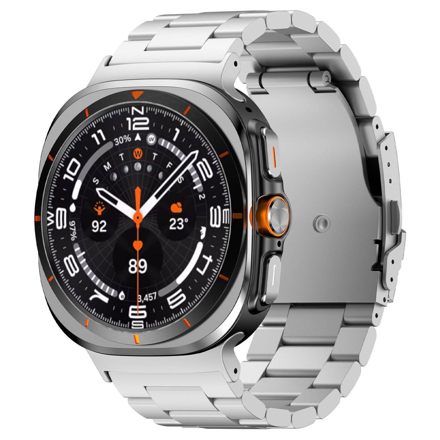 Für Samsung Galaxy Watch Ultra 47mm Three Bead Metall Armband Silber