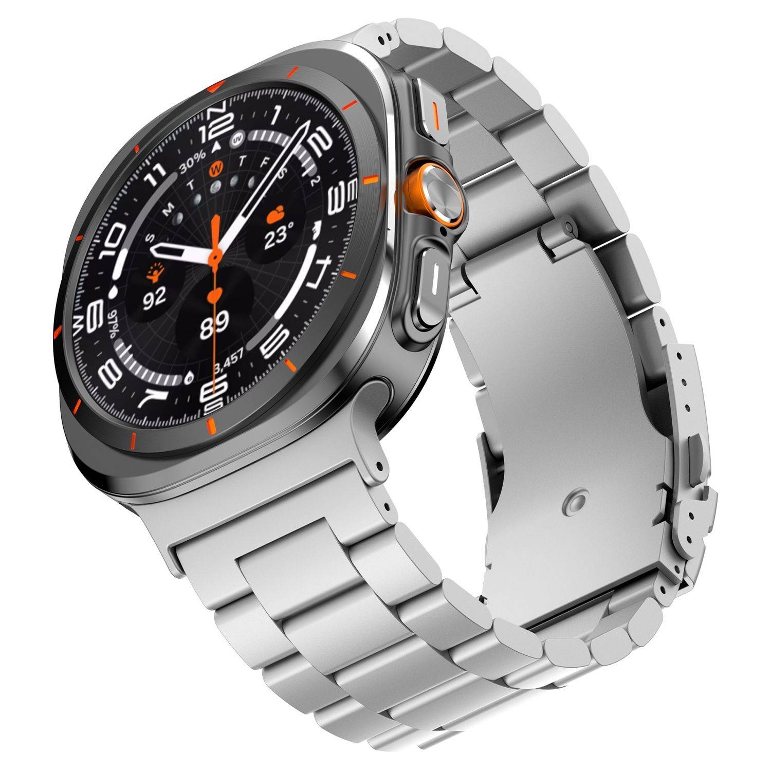 Für Samsung Galaxy Watch Ultra 47mm Three Bead Metall Armband Silber