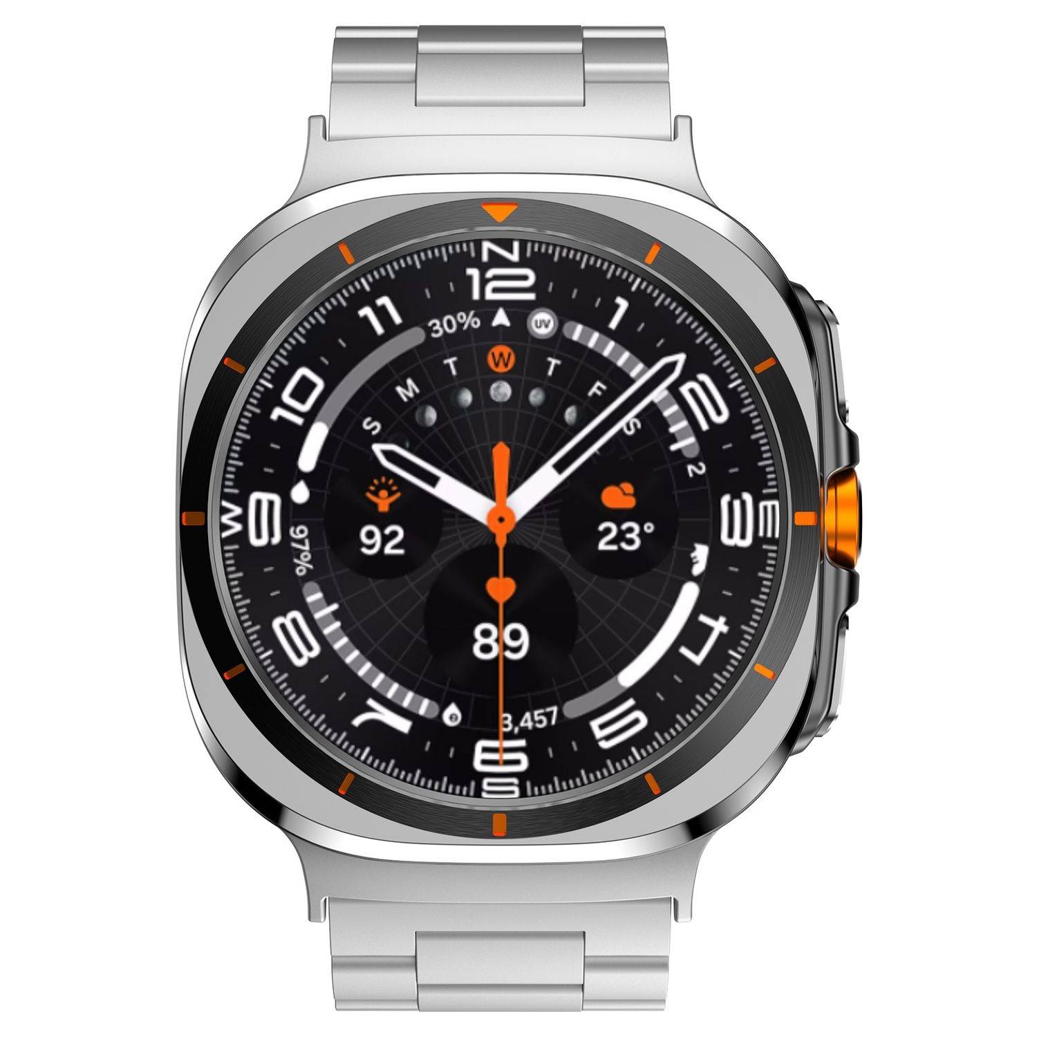Für Samsung Galaxy Watch Ultra 47mm Three Bead Metall Armband Silber