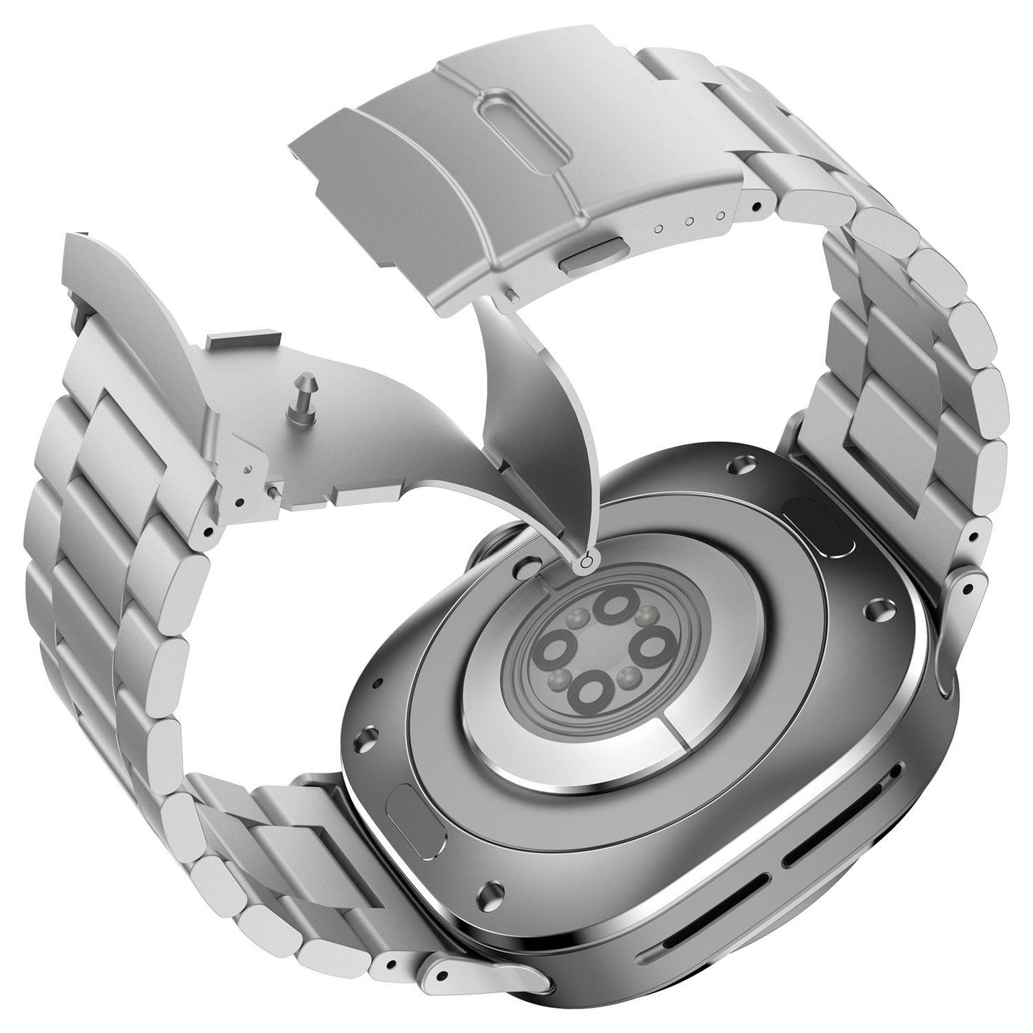 Für Samsung Galaxy Watch Ultra 47mm Three Bead Metall Armband Silber