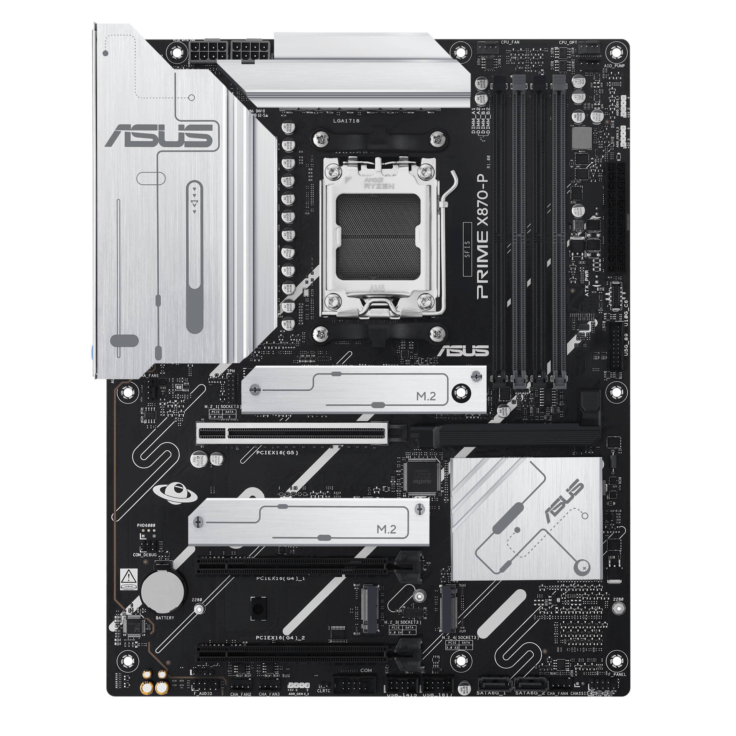 ASUS PRIME X870-P - Motherboard - ATX - Socket AM5 - AMD X870 Chipsatz - USB4, USB 3.2 Gen 2, USB-C 3.2 Gen2, USB 3.2 Gen 1 - 2.5 Gigabit LAN