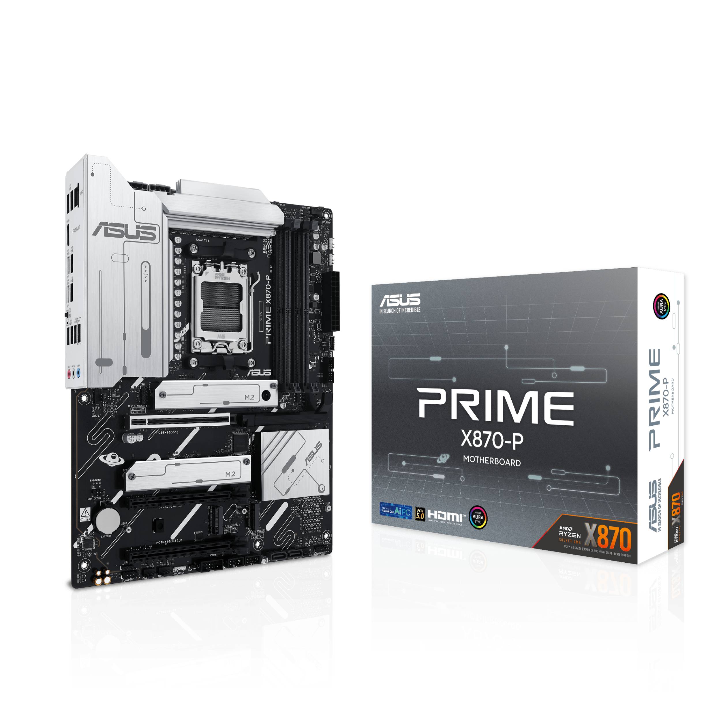 ASUS PRIME X870-P - Motherboard - ATX - Socket AM5 - AMD X870 Chipsatz - USB4, USB 3.2 Gen 2, USB-C 3.2 Gen2, USB 3.2 Gen 1 - 2.5 Gigabit LAN