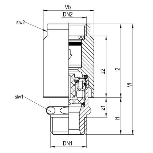 Sicherungskombination 3/4" mit Belüfter RV, Bauform C, verchromt, SEPP # 8082