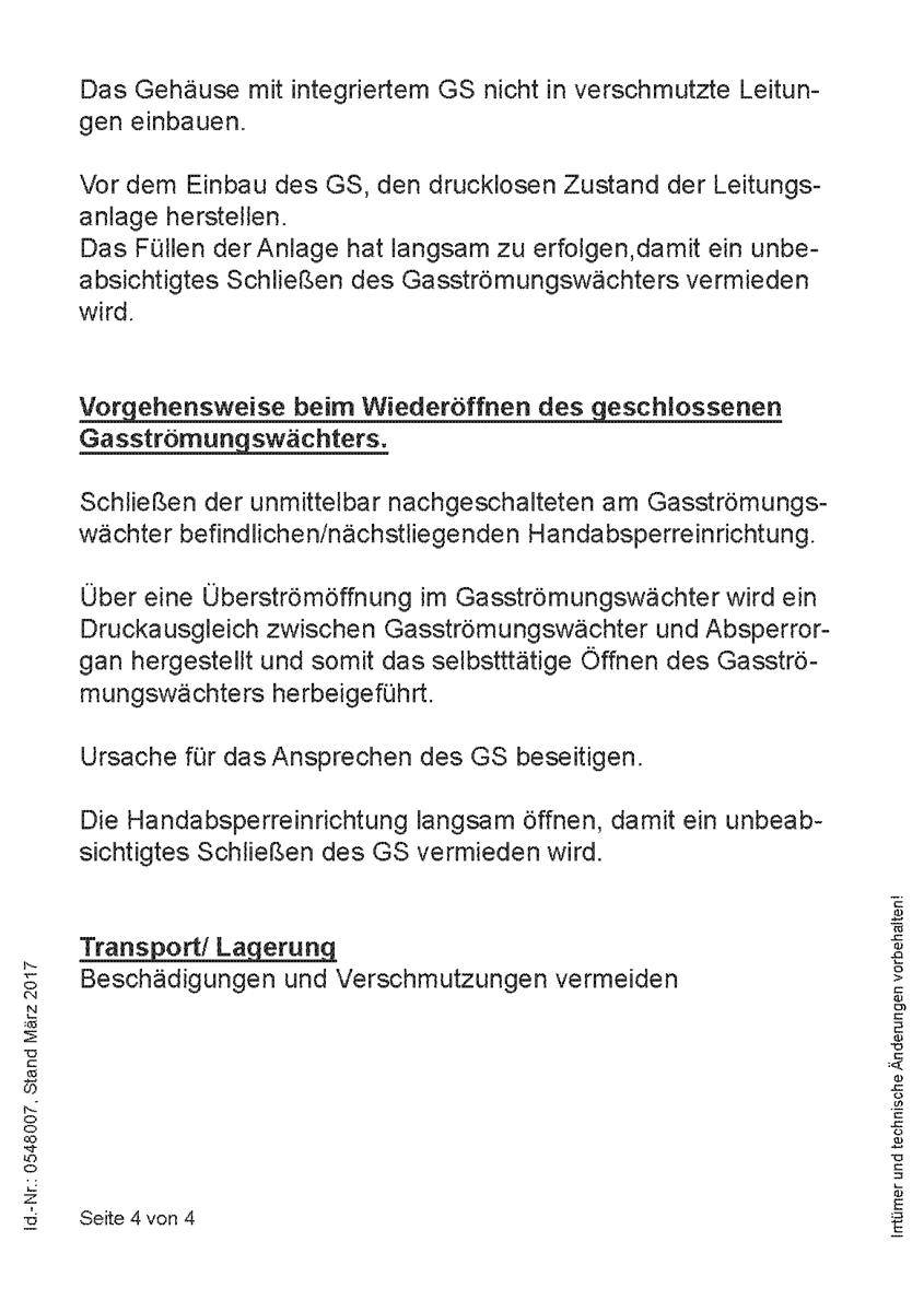 Gasströmungswächter Typ K AG x IG DN 32, 10,0 m3/h