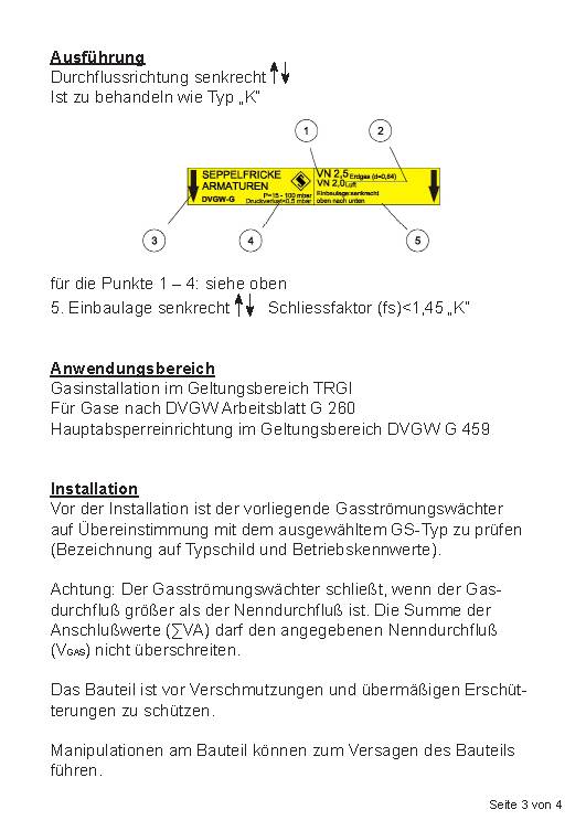 Gasströmungswächter Typ K AG x IG DN 32, 10,0 m3/h