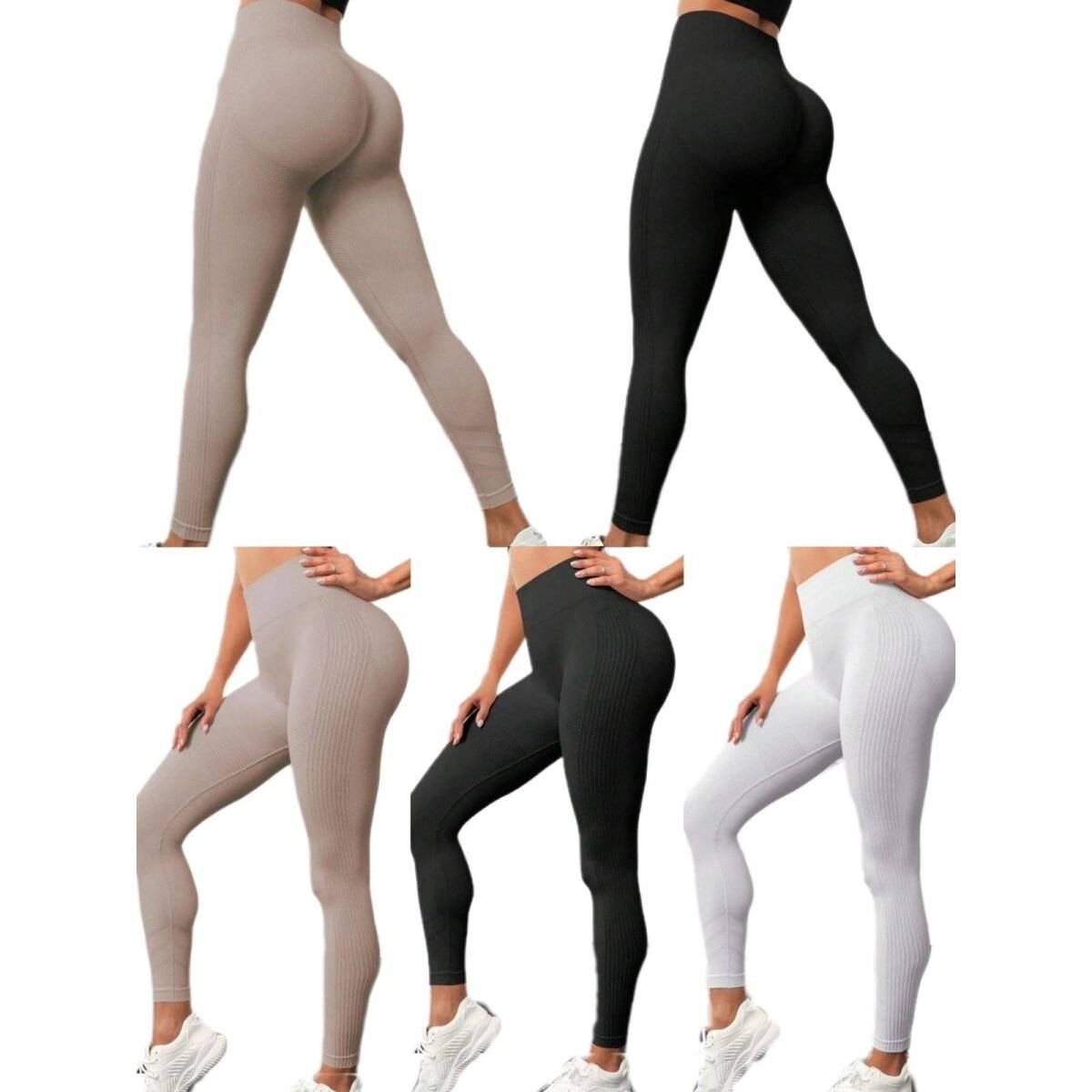 Fitness Leggings für Damen – Elastisch, atmungsaktiv und bequem S/M Hellgrau