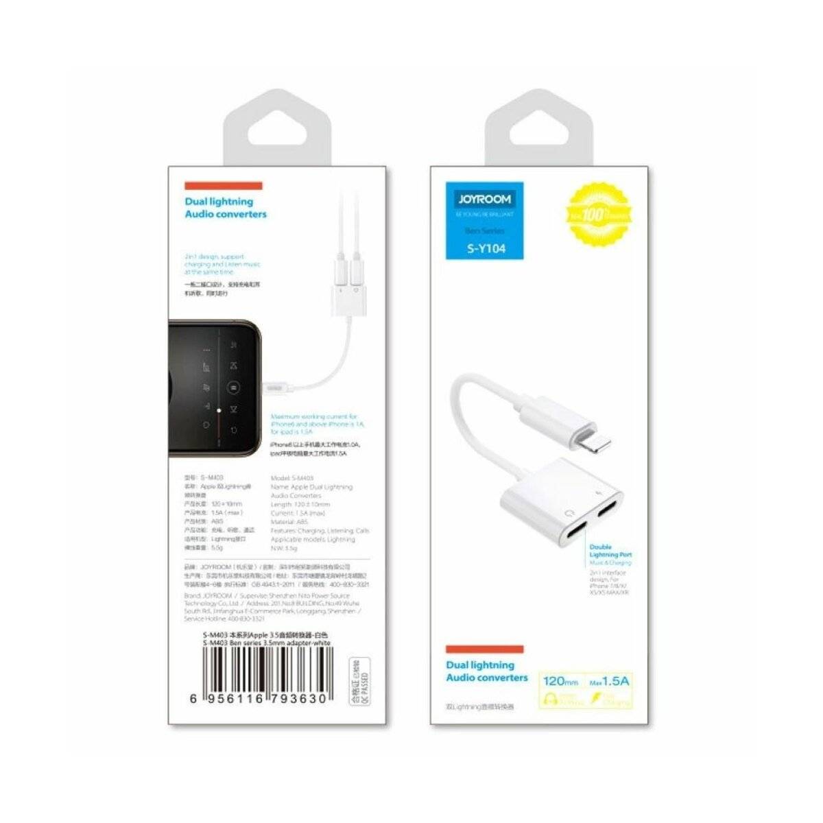 Joyroom Adapter für Kopfhörer - kompatibel mit iPhone Laden und Musik hören gleichzeitig