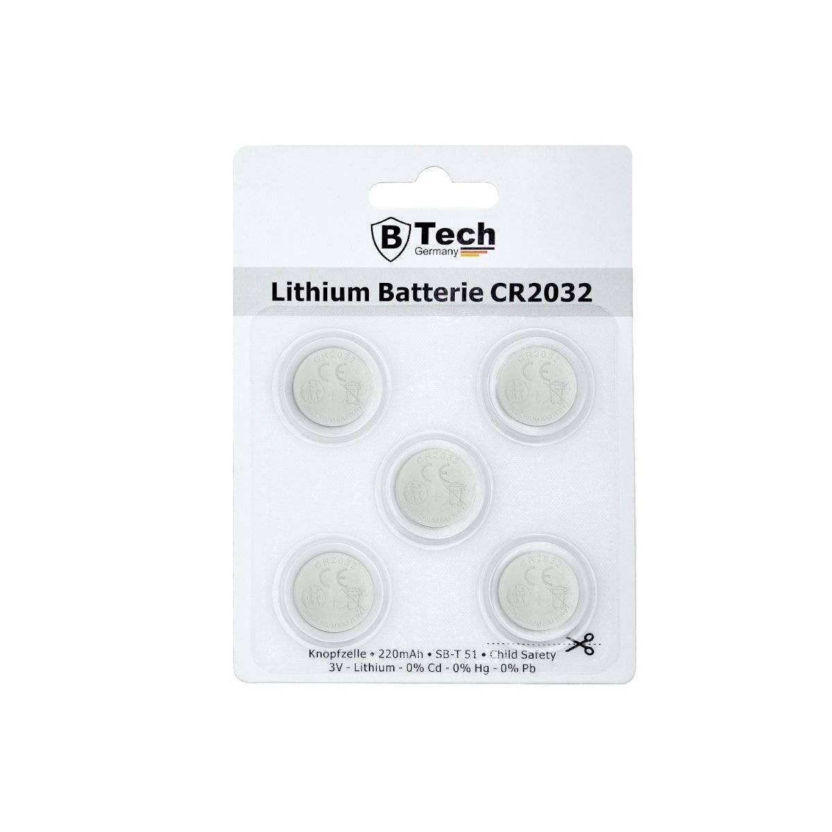 Batterie Lithium (5er Pack) CR2032 Knopfzelle-Blister