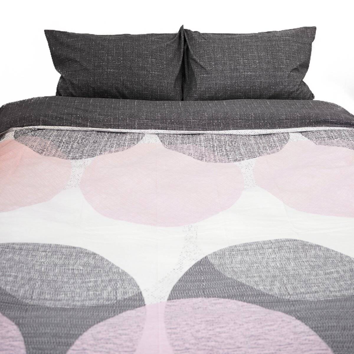 Wendebettwäsche aus 100% Baumwolle mit Kreismustern mit Kissen- und Deckenbezug 200x200 cm
