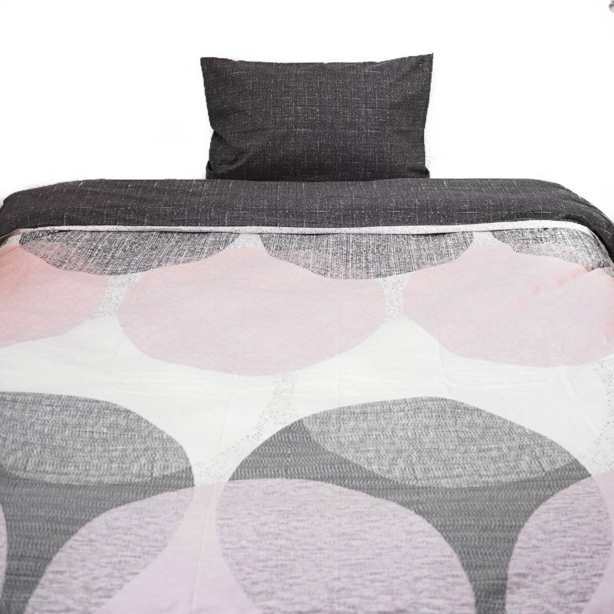 Wendebettwäsche aus 100% Baumwolle mit Kreismustern mit Kissen- und Deckenbezug 155x220 cm