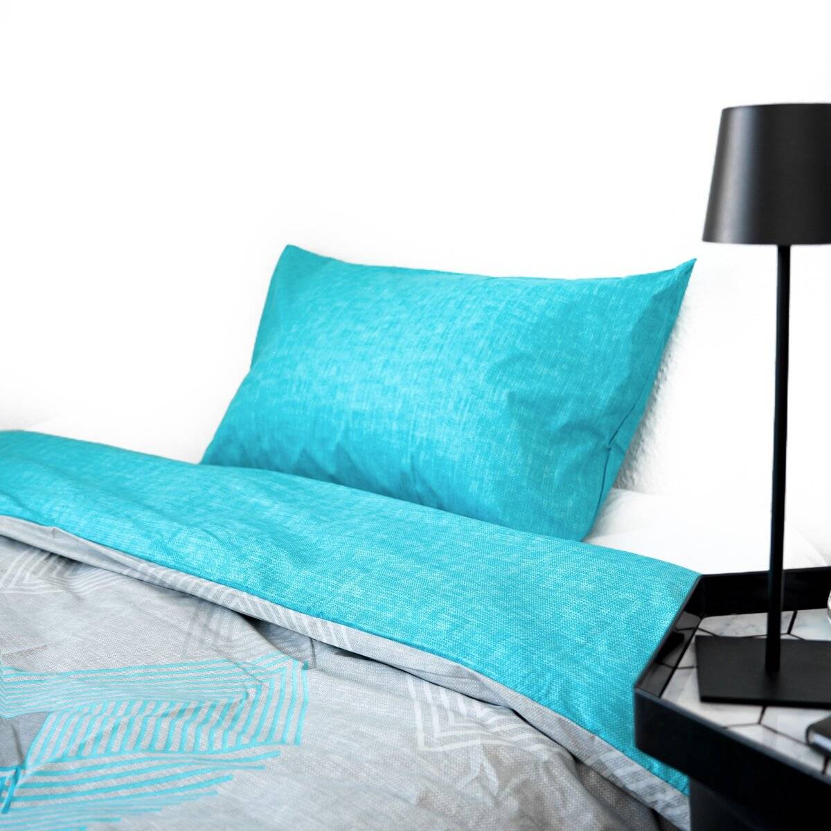 Bettwäsche aus 100% Baumwolle mit Fischgrätenmuster Decken- und Kissenbezug 135x200 cm