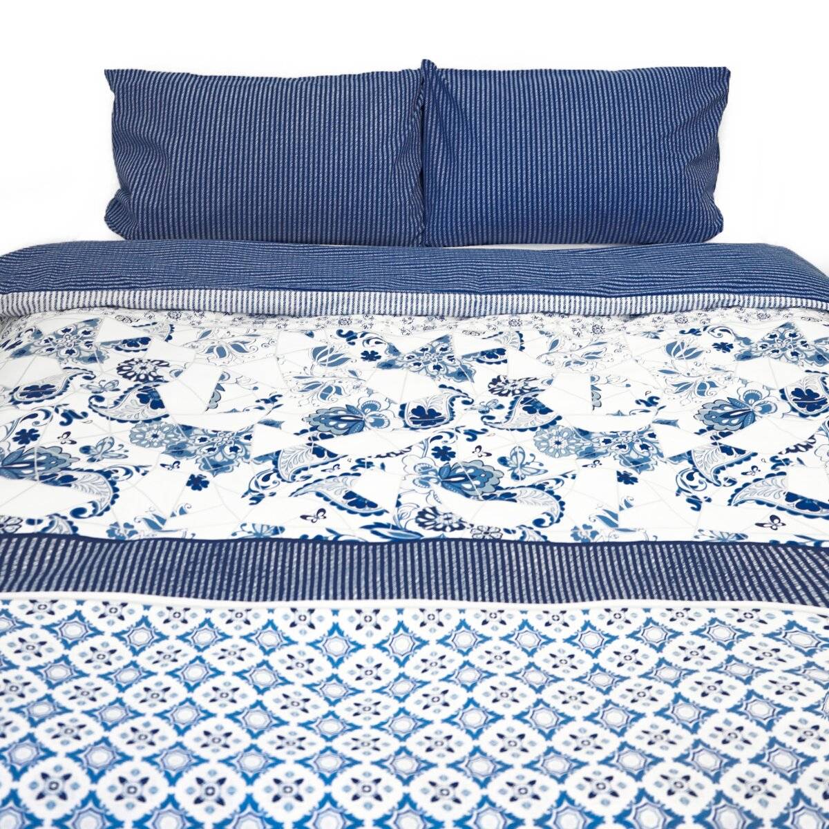 Wendebettwäsche mit Blumenmuster Kissen-und Deckenbezug aus 100% Baumwolle 200x220 cm