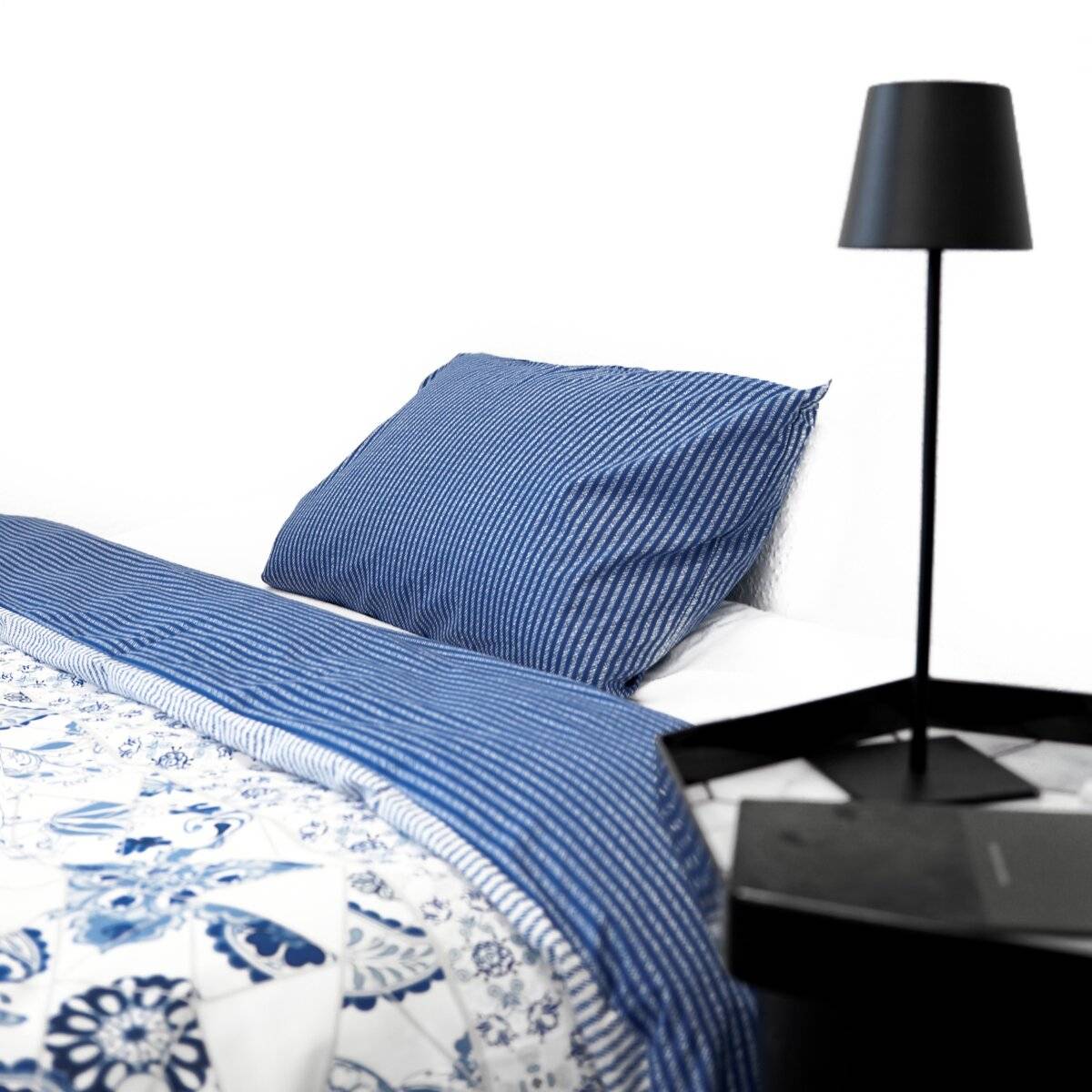 Wendebettwäsche mit Blumenmuster Kissen-und Deckenbezug aus 100% Baumwolle 155x200 cm