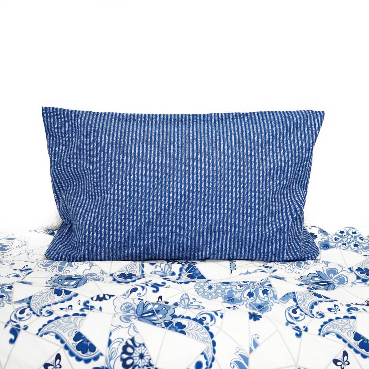 Wendebettwäsche mit Blumenmuster Kissen-und Deckenbezug aus 100% Baumwolle 155x200 cm