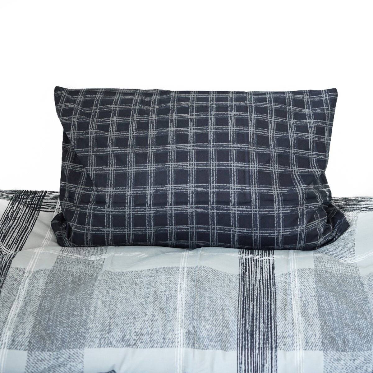 Wendebettwäsche aus 100% Baumwolle karierte Bettwäsche mit Decken- und Kissenbezug 135x200 cm