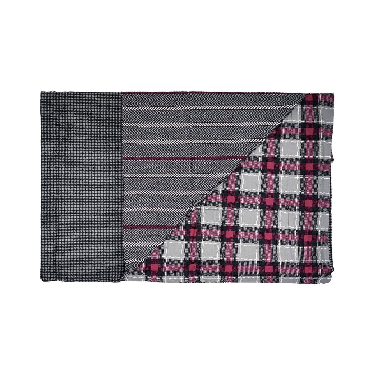 Wendebettwäsche aus 100% Baumwolle mit Decken- und Kissenbezug Karomuster 200x200 cm
