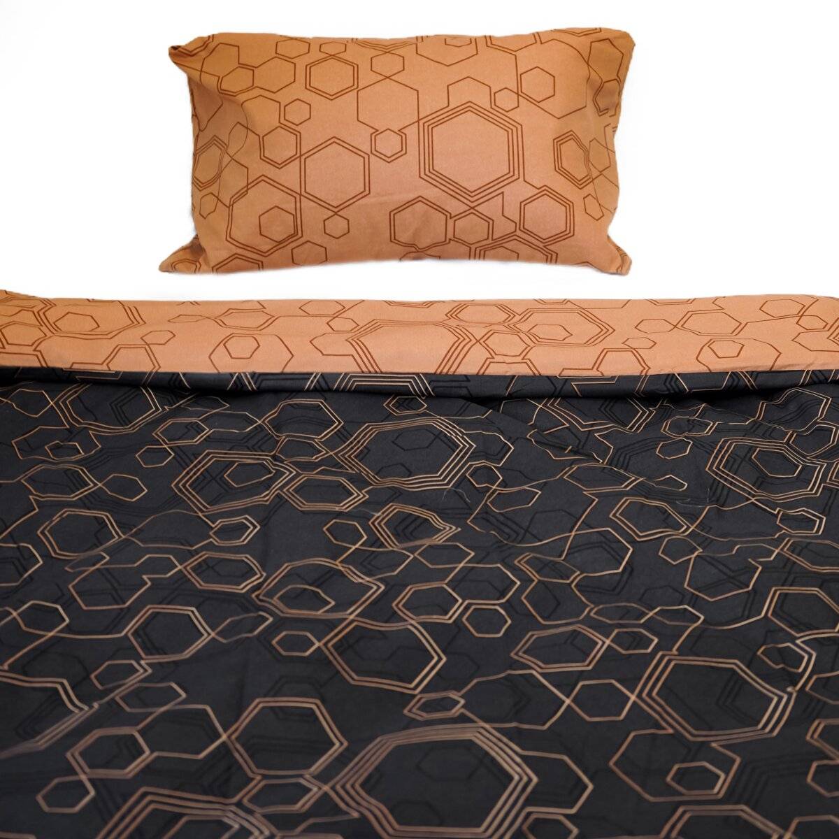 Bettwäsche aus 100% Baumwolle mit Kissen- und Deckenbezug in Hexagon Design 135x200 cm