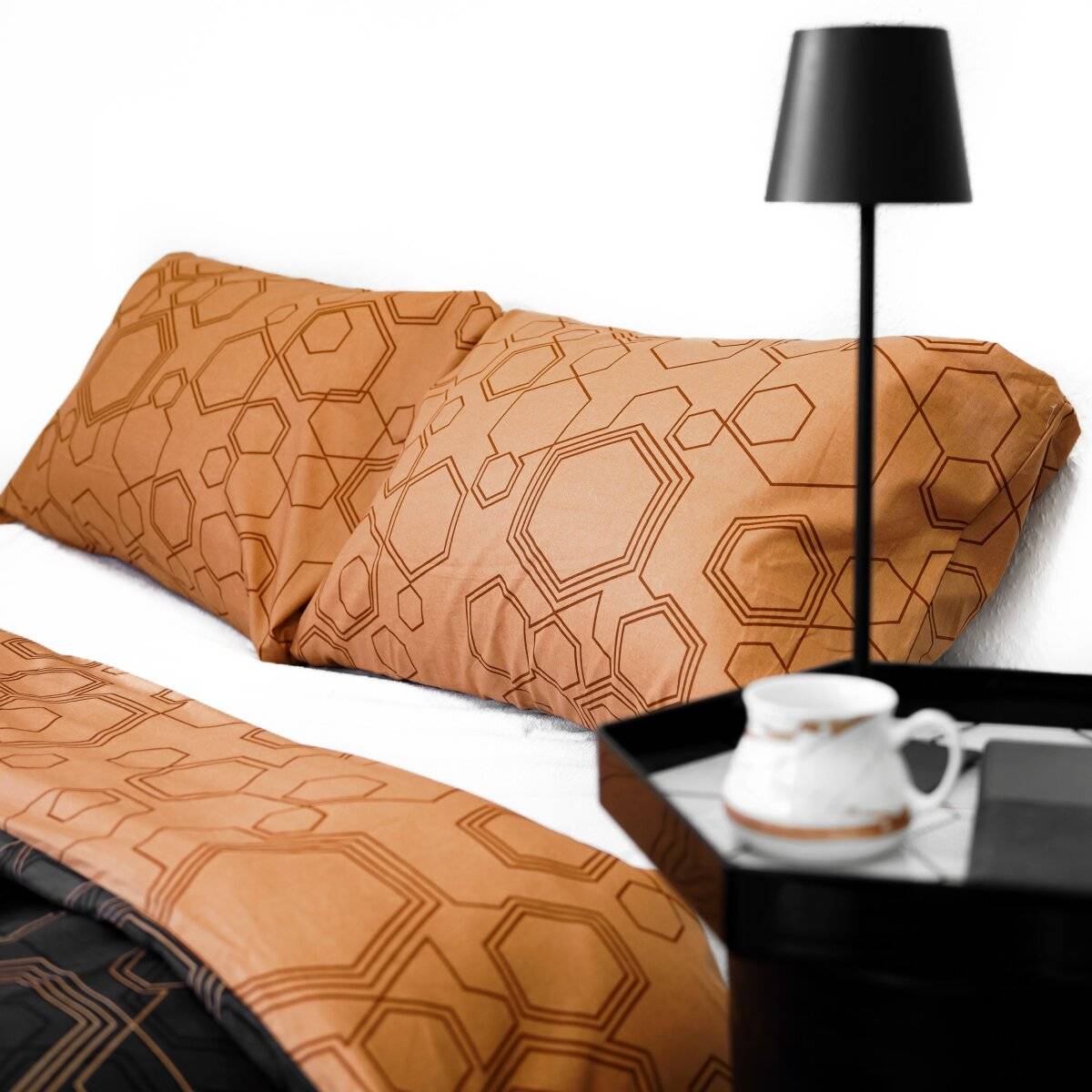Bettwäsche aus 100% Baumwolle mit Kissen- und Deckenbezug in Hexagon Design 200x220 cm