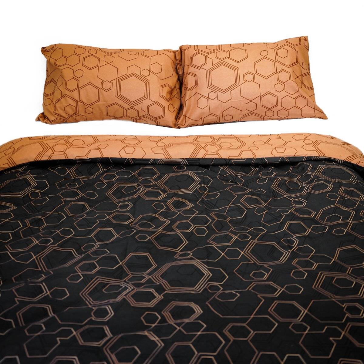 Bettwäsche aus 100% Baumwolle mit Kissen- und Deckenbezug in Hexagon Design 200x220 cm