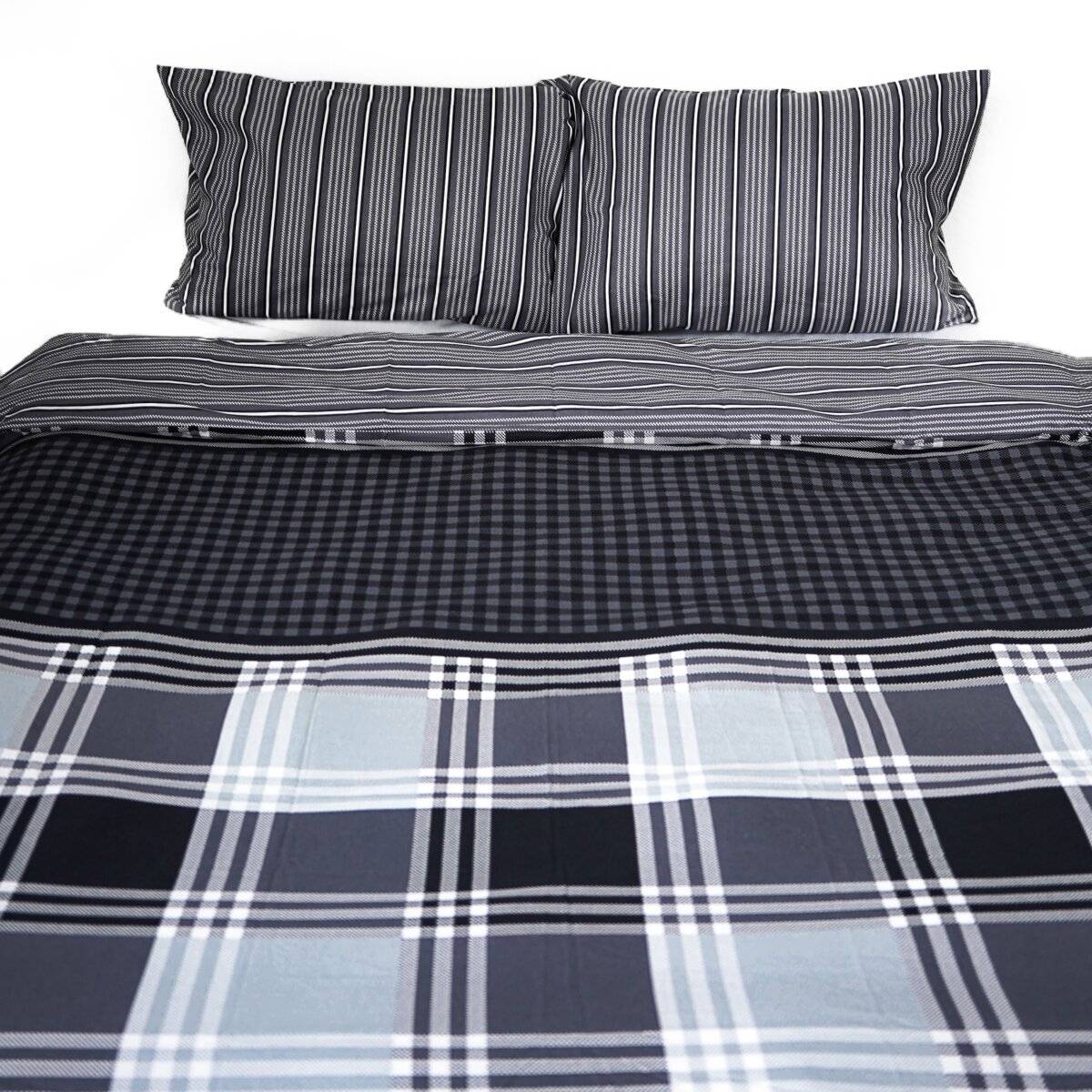 Bettwäsche mit kariertem Muster aus 100% Baumwolle mit Decken- und Kissenbezug 200x200 cm