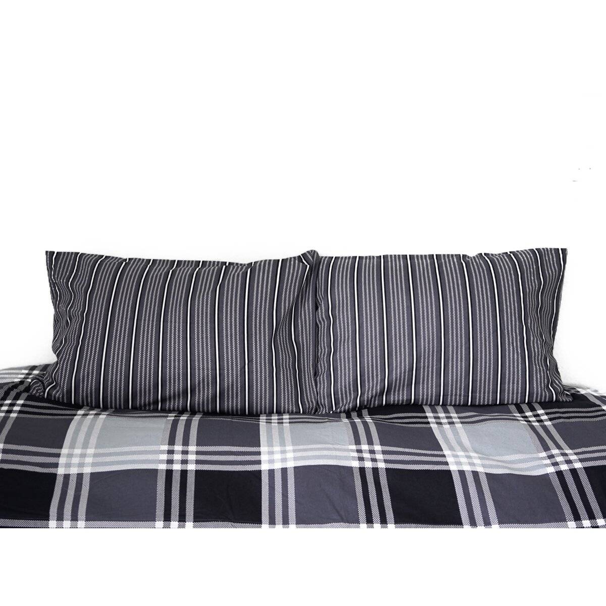 Bettwäsche mit kariertem Muster aus 100% Baumwolle mit Decken- und Kissenbezug 200x200 cm