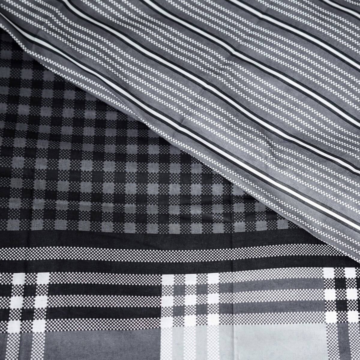 Bettwäsche mit kariertem Muster aus 100% Baumwolle mit Decken- und Kissenbezug 200x200 cm