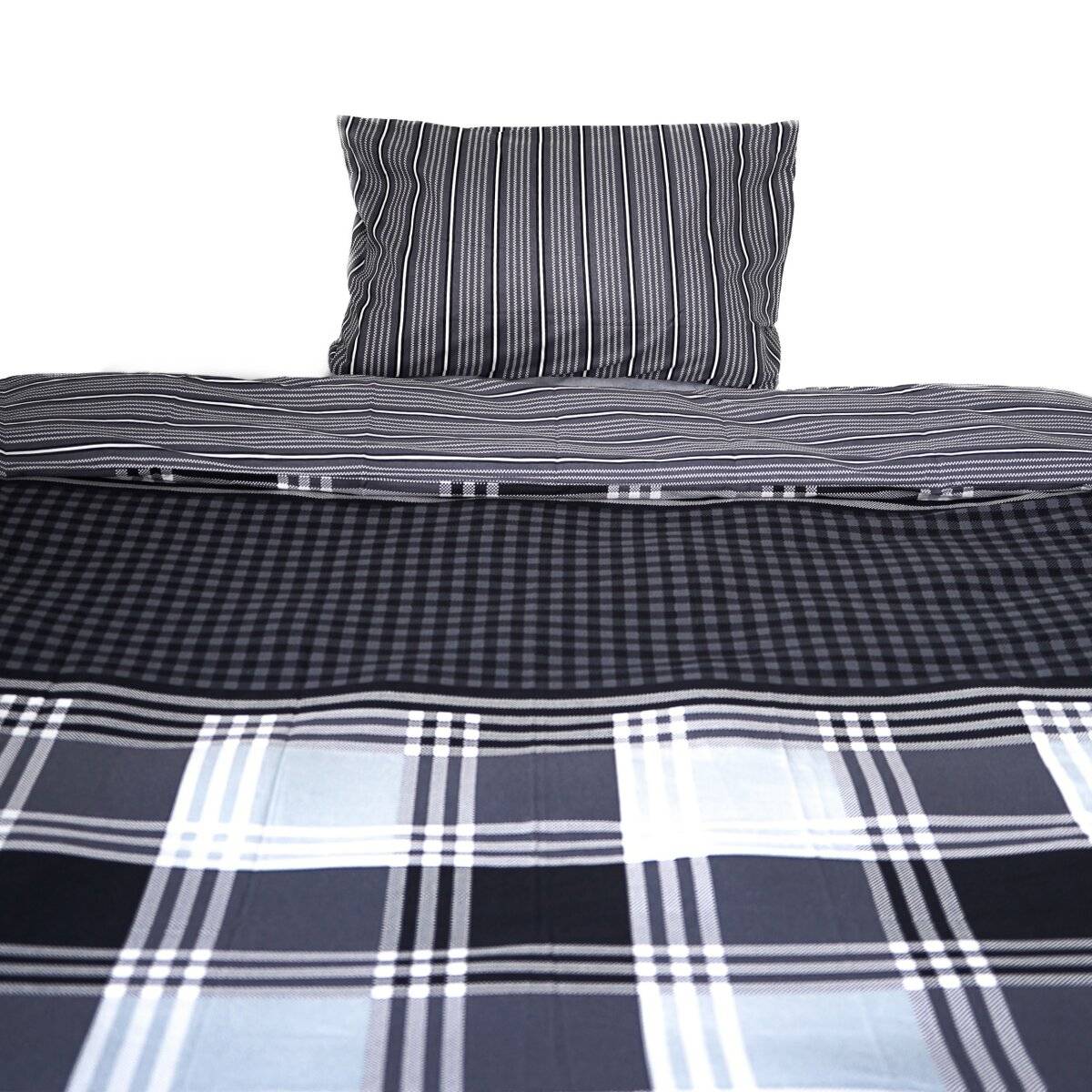 Bettwäsche mit kariertem Muster aus 100% Baumwolle mit Decken- und Kissenbezug 135x200 cm