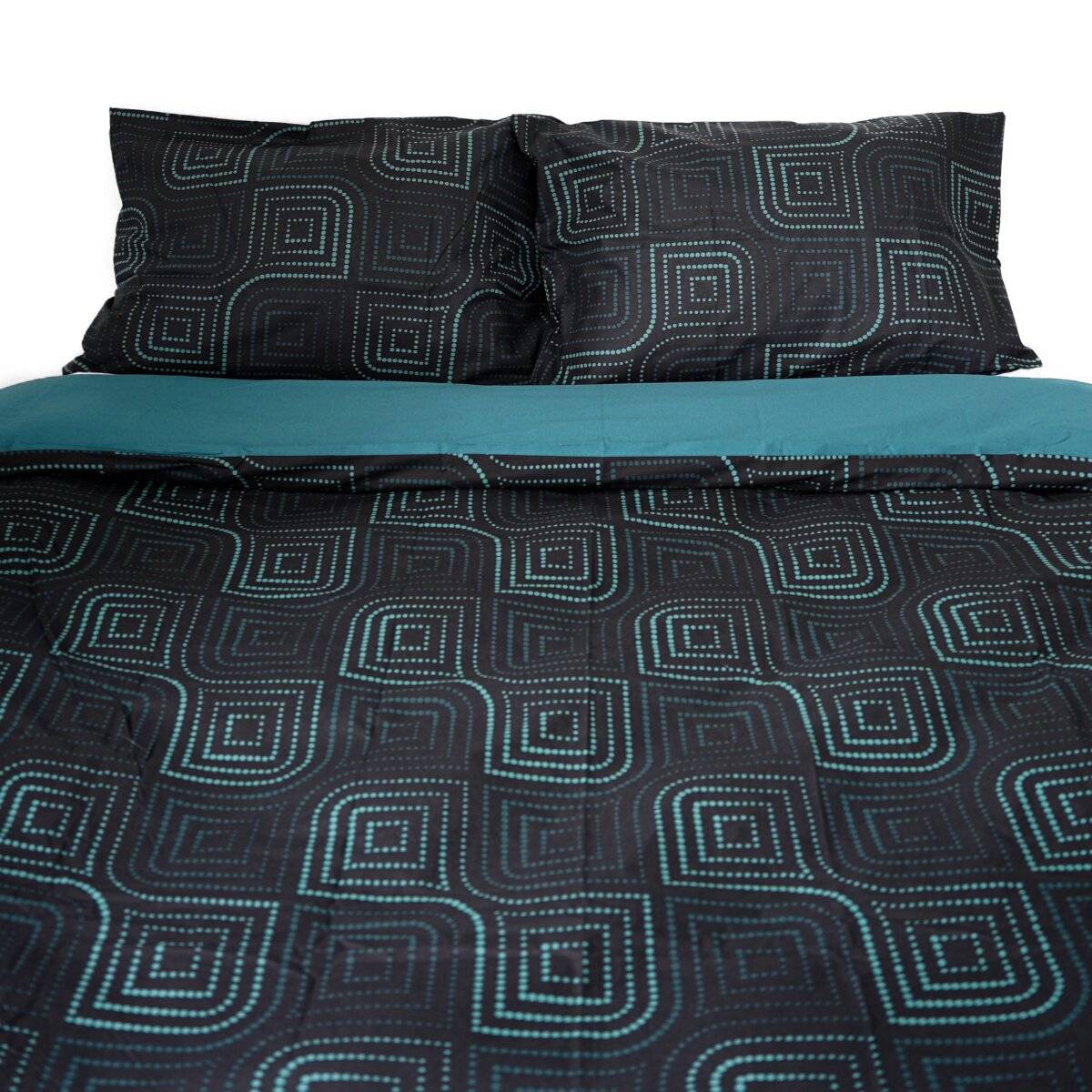 Wendebettwäsche aus Baumwolle mit gepunktetem Muster, Decken- und Kissenbezug 200x200 cm