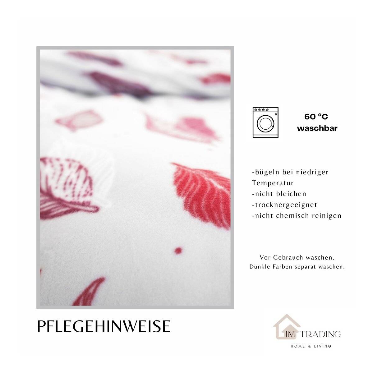 Fleece Bettwäsche mit Federmotiv - Kuschelig und Weich aus 100% Polyester 135x200 cm