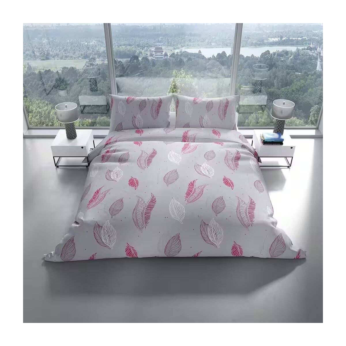 Fleece Bettwäsche mit Federmotiv - Kuschelig und Weich aus 100% Polyester 135x200 cm