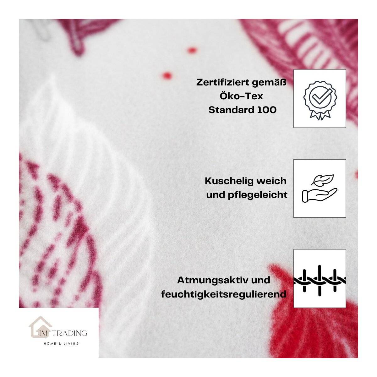 Fleece Bettwäsche mit Federmotiv - Kuschelig und Weich aus 100% Polyester 135x200 cm