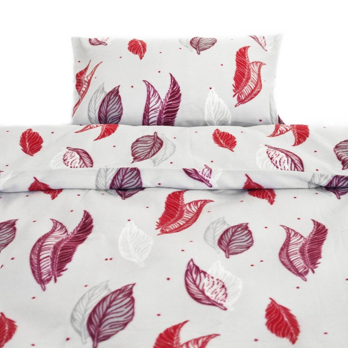 Fleece Bettwäsche mit Federmotiv - Kuschelig und Weich aus 100% Polyester 155x220 cm