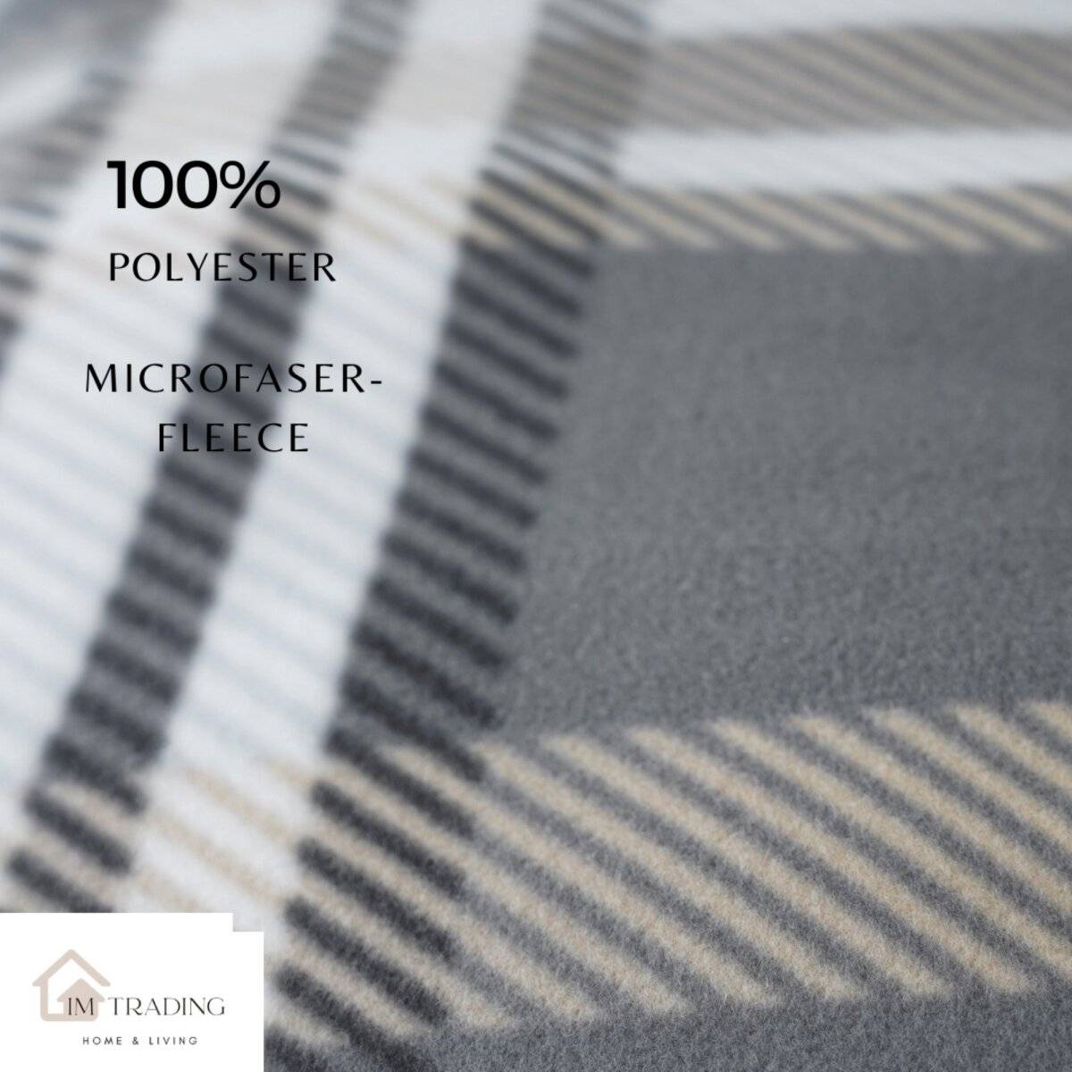 Fleece-Bettwäsche in Anthrazit mit kariertem Muster mit Reißverschluss 100% Polyester 155x220 cm