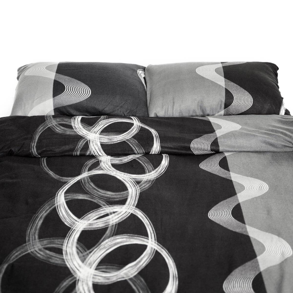 Fleece-Bettwäsche mit Reißverschluss in Grau Kissen- und Deckenbezug 100% Polyester 200x220 cm