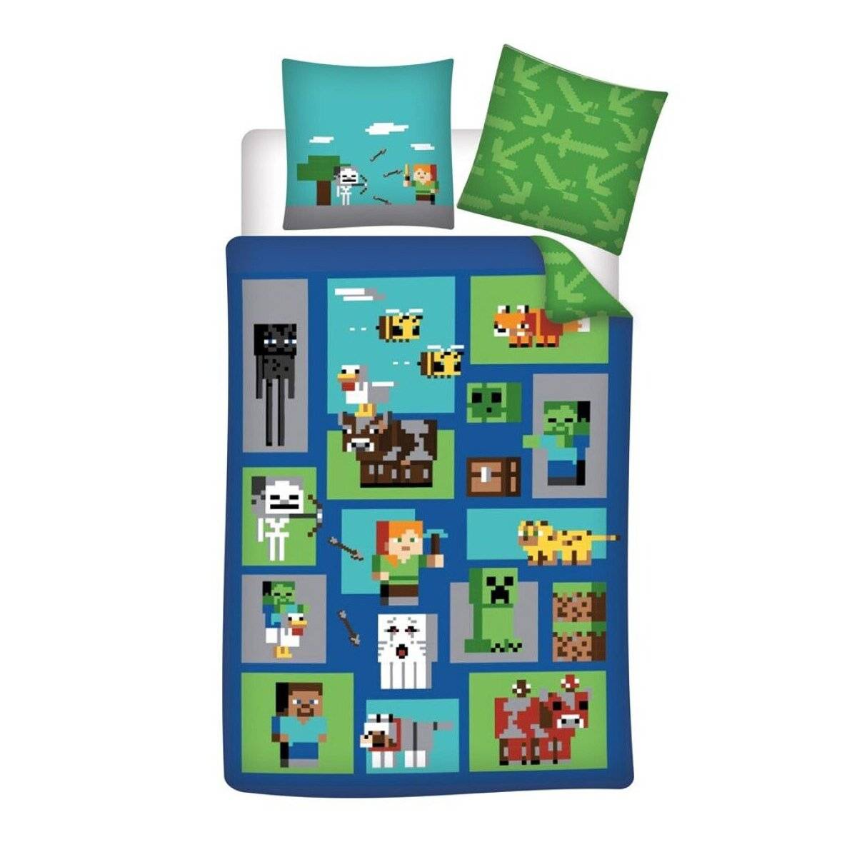 Minecraft Bettwäsche mit 2x Kopfkissenbezüge Baumwolle 140x200 cm