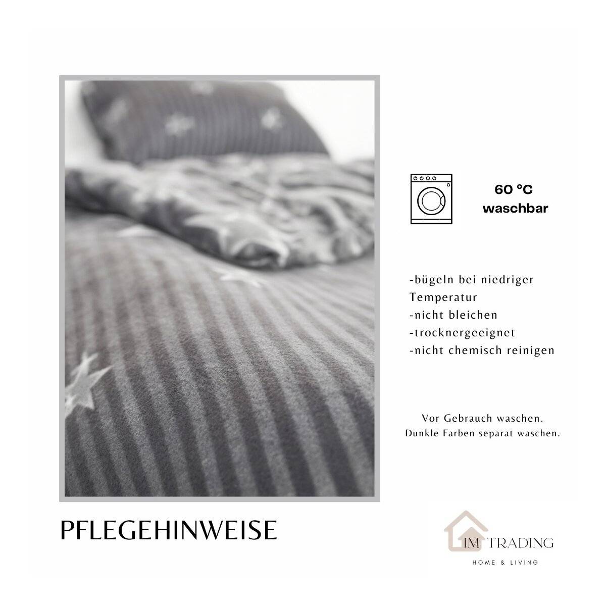 Fleece Bettwäsche mit Sternenmuster in Grau Kuschelig und Weich aus Polyester 135x200 cm