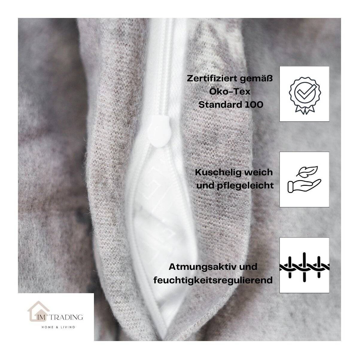 Fleece Bettwäsche aus 100% Polyester Bezug mit Schneeflockenmotiv in Grau 240x220 cm