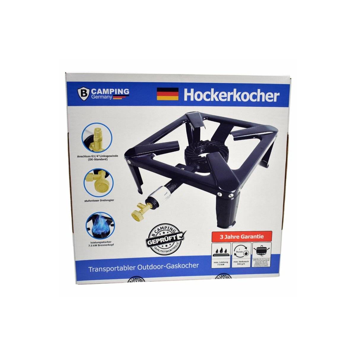 Outdoor Gaskocher (Hockerkocher) mit G1/4" Linksgewinde Anschluss