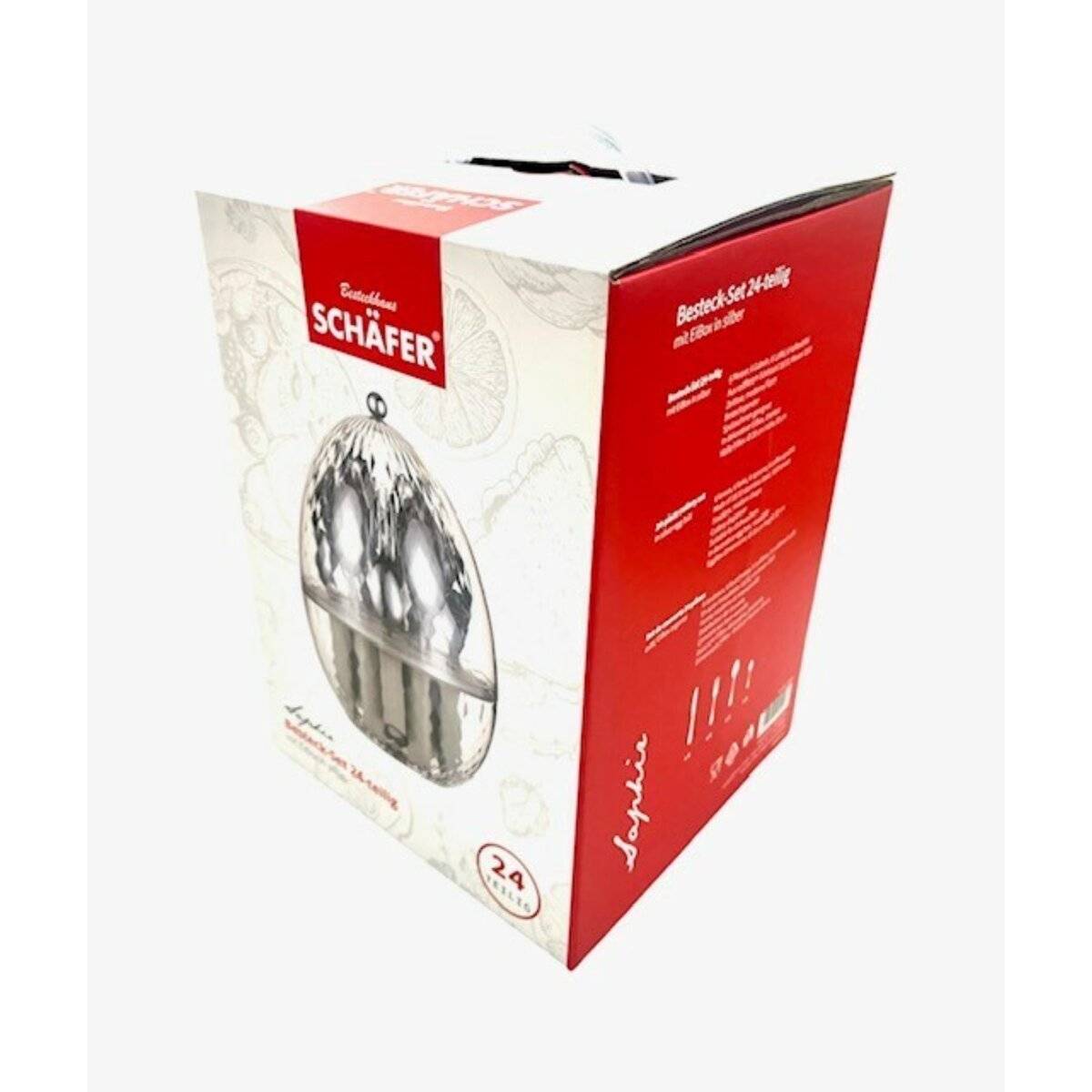 24 Tlg. Besteck-Set aus 18/10 Edelstahl in Ei-Box Essbesteck-Set Mehrzweckbesteck Silber