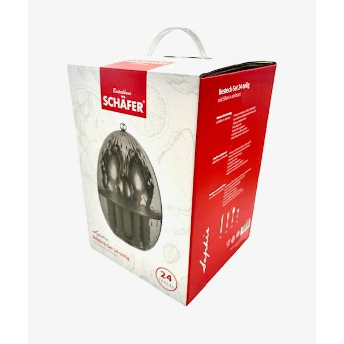 24 Tlg. Besteck-Set aus 18/10 Edelstahl in Ei-Box Essbesteck-Set Mehrzweckbesteck Anthrazit