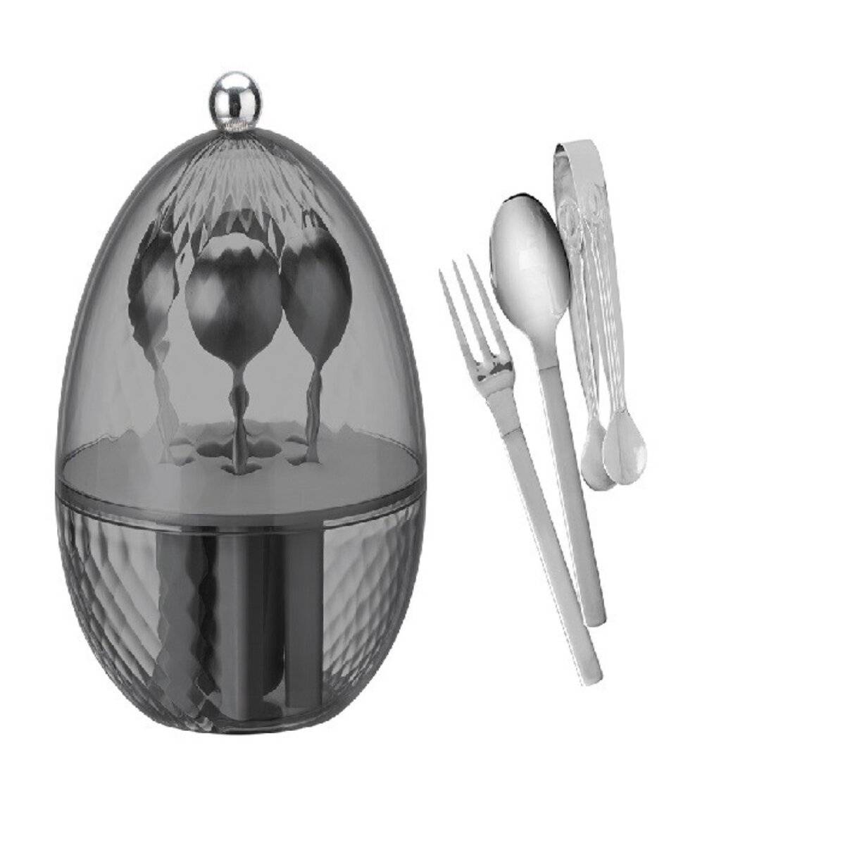 13 Tlg. Besteck-Set aus 18/10 Edelstahl in Ei-Box Essbesteck-Set Mehrzweckbesteck Anthrazit