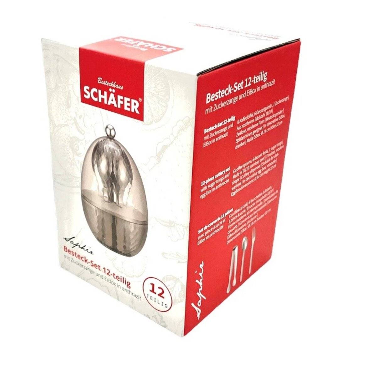 13 Tlg. Besteck-Set aus 18/10 Edelstahl in Ei-Box Essbesteck-Set Mehrzweckbesteck Anthrazit