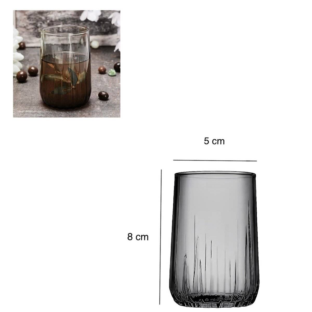 Pasabahce Nova Mini Glas 6er set 135 ml – Elegantes Design in edlem Grau