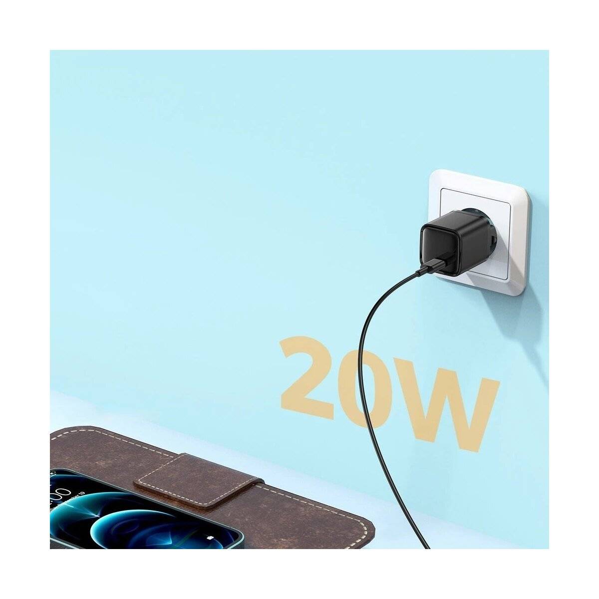 Schnellladegerät Joyroom - USB Typ C Ladegerät 20W Power Delivery Quick Charge 3.0 AFC schwarz
