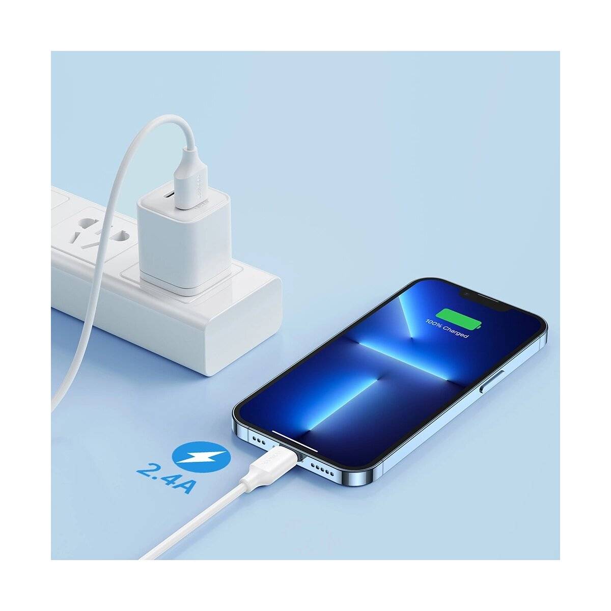 Long-Lasting Series A9 USB-A / kompatibel mit iPhone 2,4A-Kabel 1 m – weiß