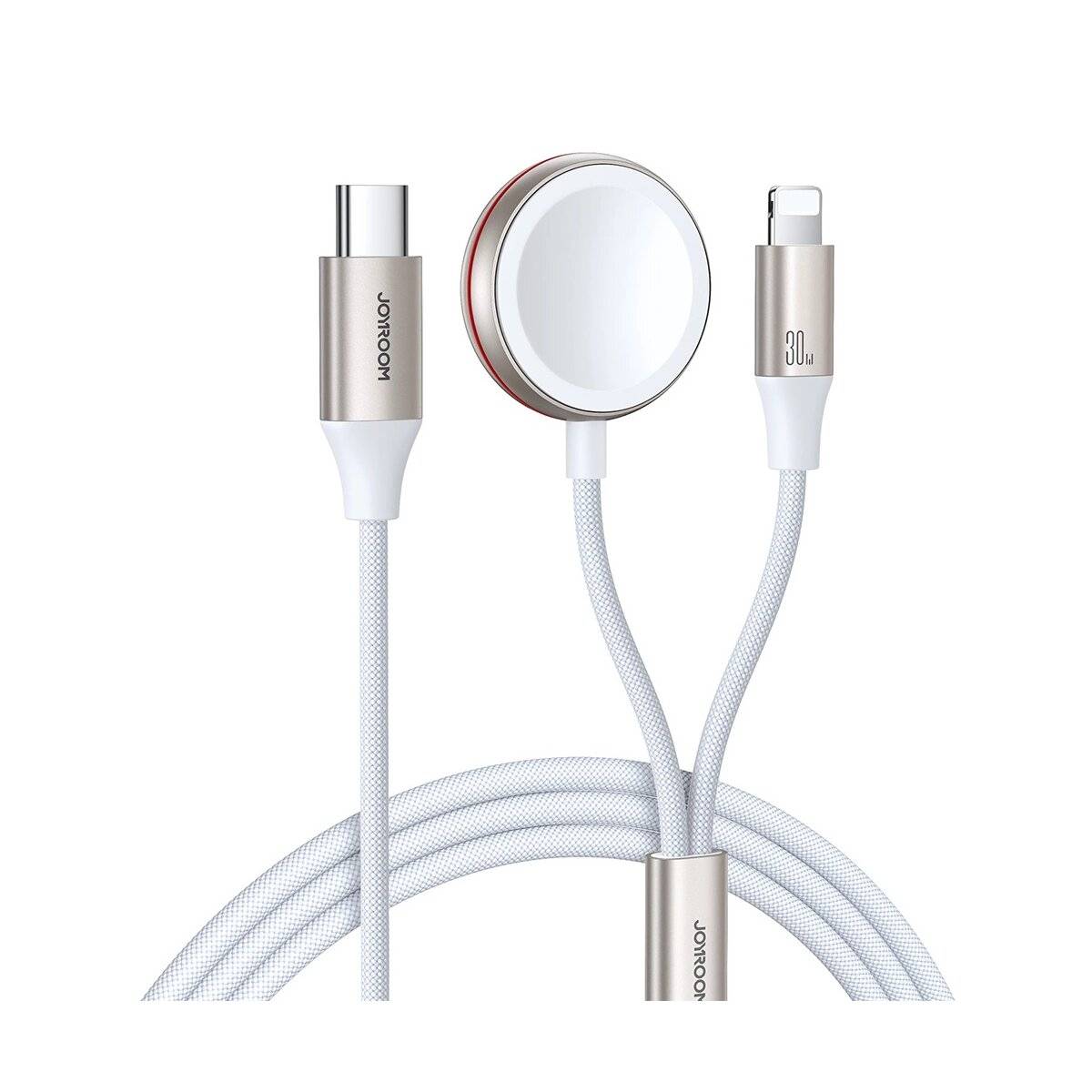 2-in-1- Kabel und induktives Ladegerät 1,5 m weiß - Kompatibel mit iPhone